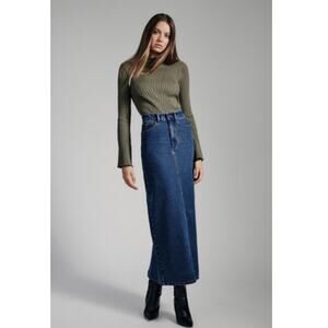 Vintage Chico's Design Pencil 34"long High Waisted Denim Skirt 0